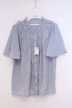 画像: axes femme / ギャザーデザインフレア袖ブラウス L サックス O-26-02-04-1110-AX-BL-IG-OS