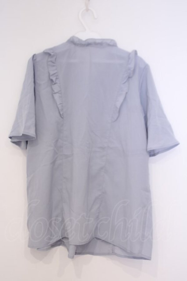 画像3: axes femme / ギャザーデザインフレア袖ブラウス L サックス O-26-02-04-1110-AX-BL-IG-OS (3)