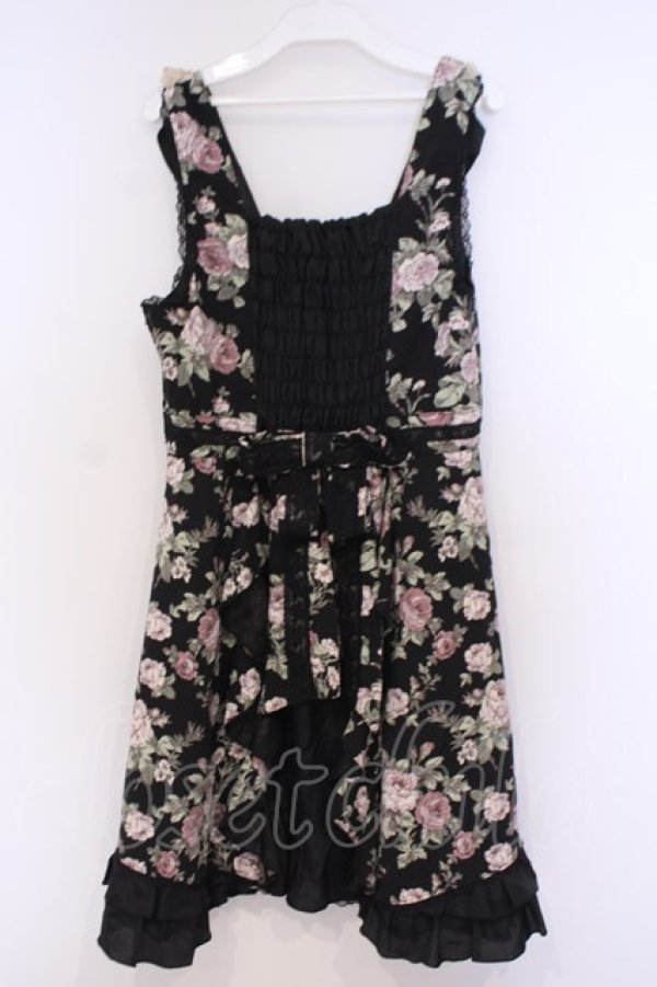 画像3: axes femme / 総バラ柄Backリボンワンピース  クロ O-26-02-04-1113-AX-OP-IG-OS (3)