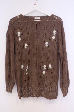 画像: axes femme / オリジナル手刺繍ロングカーデ M ブラウン O-26-02-04-1012-AX-TO-IG-OS