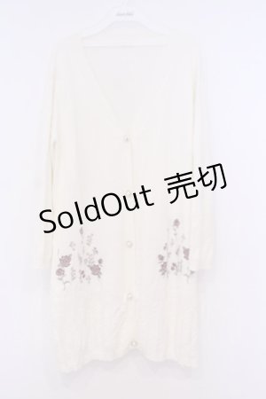画像: axes femme / バラ刺繍ロングニットカーデ M オフ O-26-02-04-1013-AX-TO-IG-OS