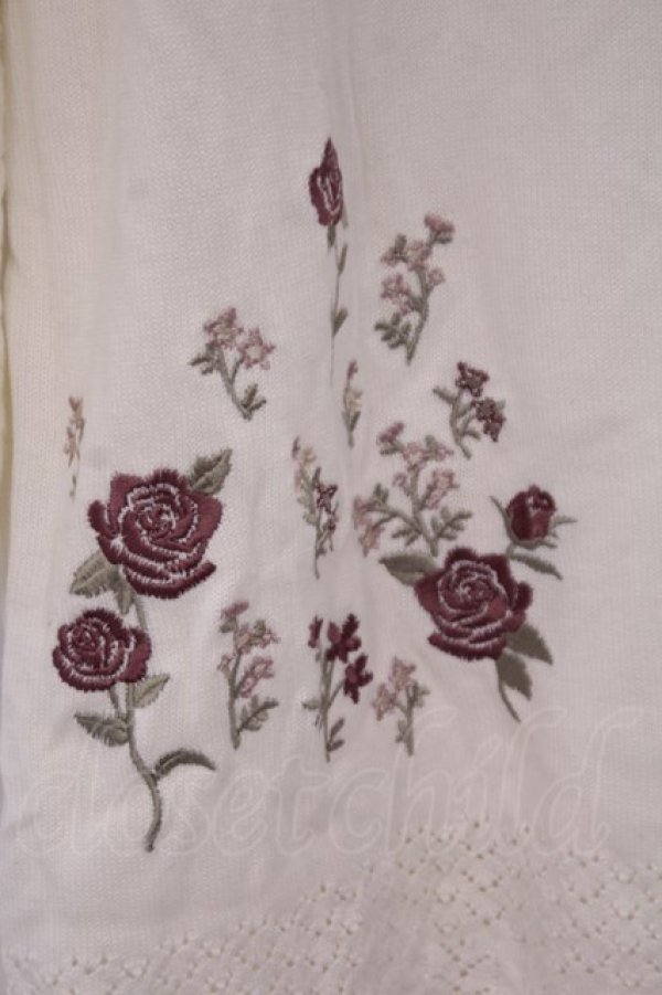 画像2: axes femme / バラ刺繍ロングニットカーデ M オフ O-26-02-04-1013-AX-TO-IG-OS (2)