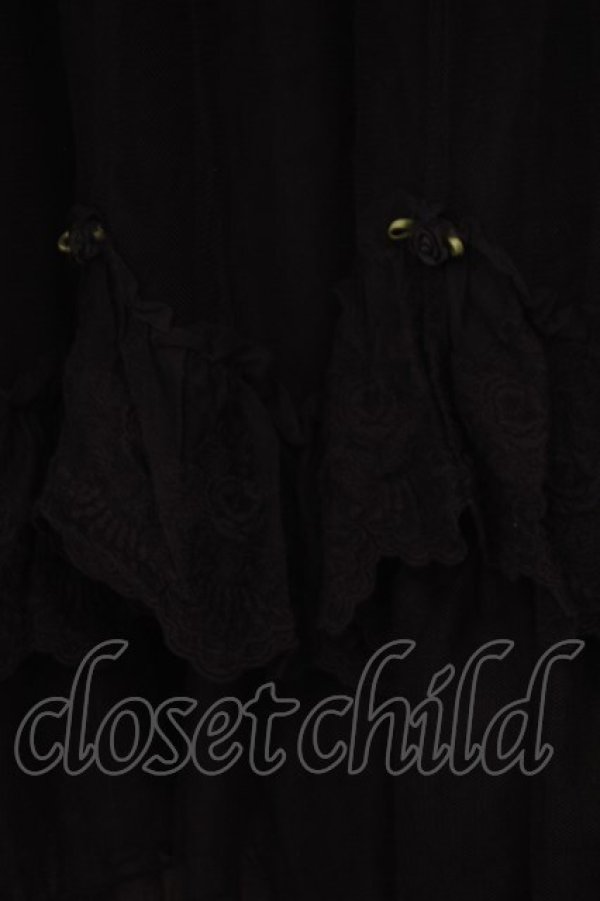 画像2: axes femme / ローズ付ドレープチュールスカート  クロ O-26-02-04-1018-AX-SK-IG-OS (2)