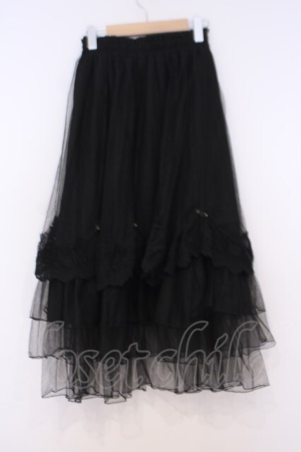 画像3: axes femme / ローズ付ドレープチュールスカート  クロ O-26-02-04-1018-AX-SK-IG-OS (3)