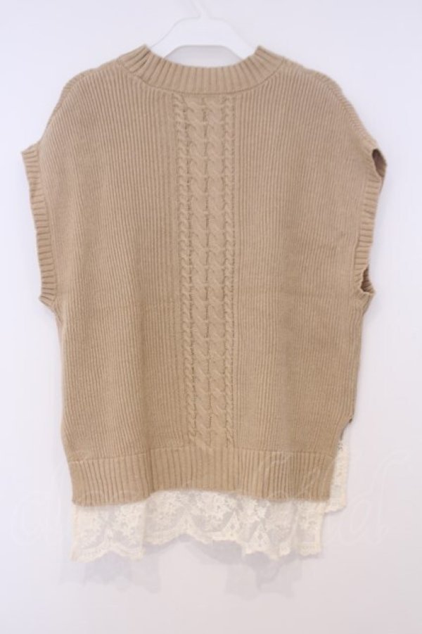 画像3: axes femme / 裾チュールレースニットベスト  ベージュ O-26-02-04-1020-AX-TO-IG-OS (3)