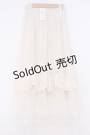 画像: axes femme / ローズ付ドレープチュールスカート M アイボリー O-26-02-04-1023-AX-SK-IG-OS