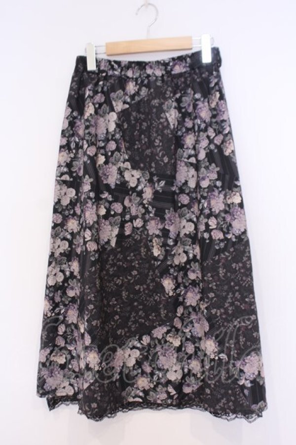 画像1: axes femme / ミュルーズ花柄スカート/ミュルーズ美術館コラボ クロ  O-26-02-04-1026-AX-SK-IG-OS (1)