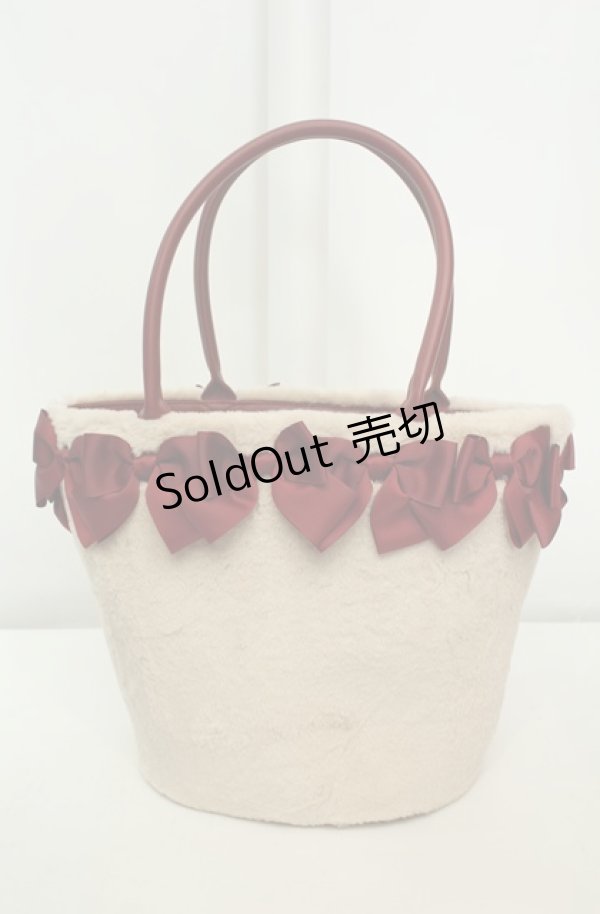 画像1: m petit by misako / AM*NIリボンFバッグ  オフ×アカ O-26-02-04-2011-LO-BG-IG-OS (1)