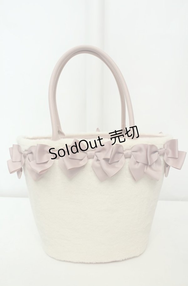 画像1: m petit by misako / AM*NIリボンFバッグ  オフ×ピンク O-26-02-04-2012-LO-BG-IG-OS (1)