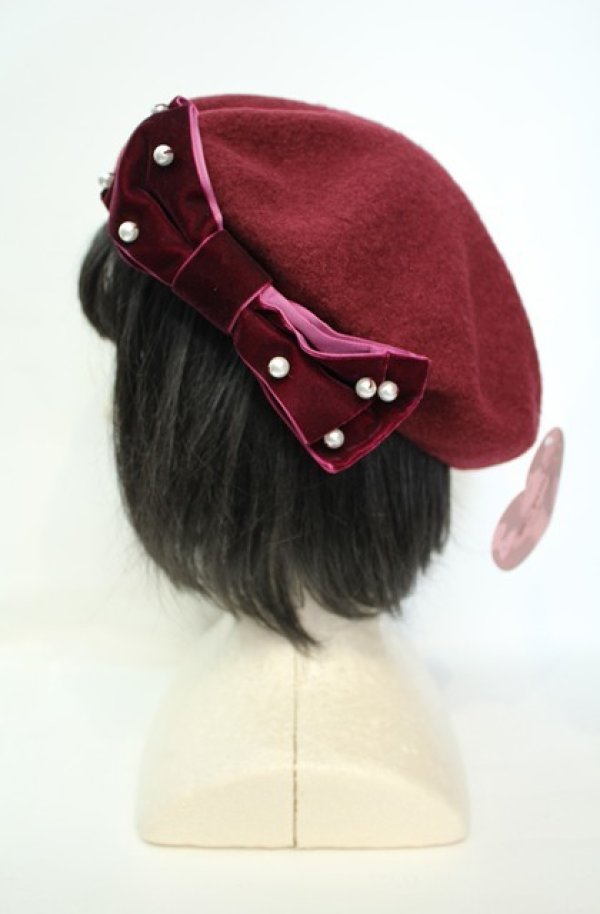 画像3: m petit by misako / AMリボンBベレー  ワイン O-26-02-04-2002-LO-AC-IG-OS (3)