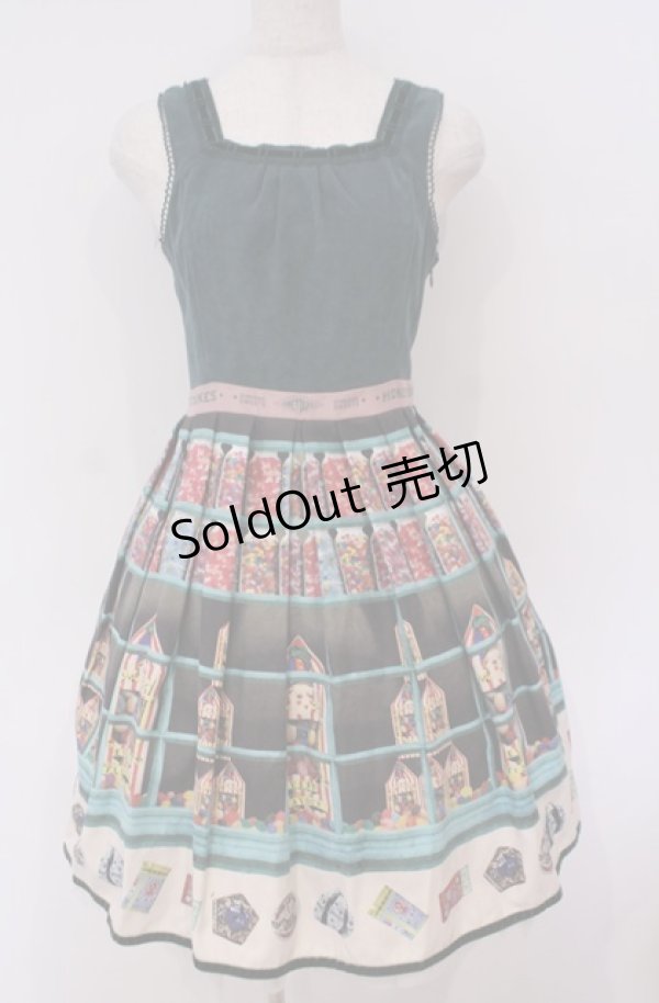 画像1: Secret Honey / ハニーデュークス柄ワンピース（Harry Potterコラボ） 2 グリーン O-26-02-04-018-CA-OP-OW-OS (1)