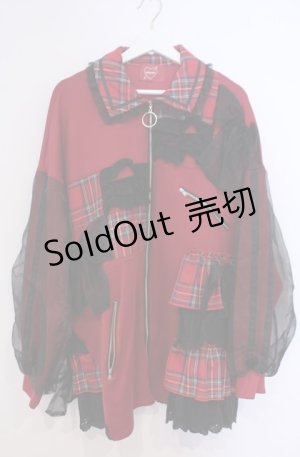 画像: Jamieエーエヌケー / リボンパッチワークパーカー M アカ O-26-02-04-019-0-JA-OW-OS