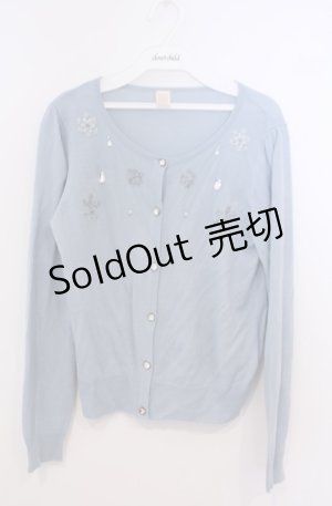 画像: Secret Honey / 雪の結晶刺繍カーディガン  サックス O-26-02-04-025-CA-TO-OW-OS