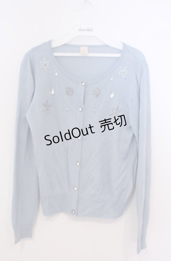 画像1: Secret Honey / 雪の結晶刺繍カーディガン  サックス O-26-02-04-025-CA-TO-OW-OS (1)