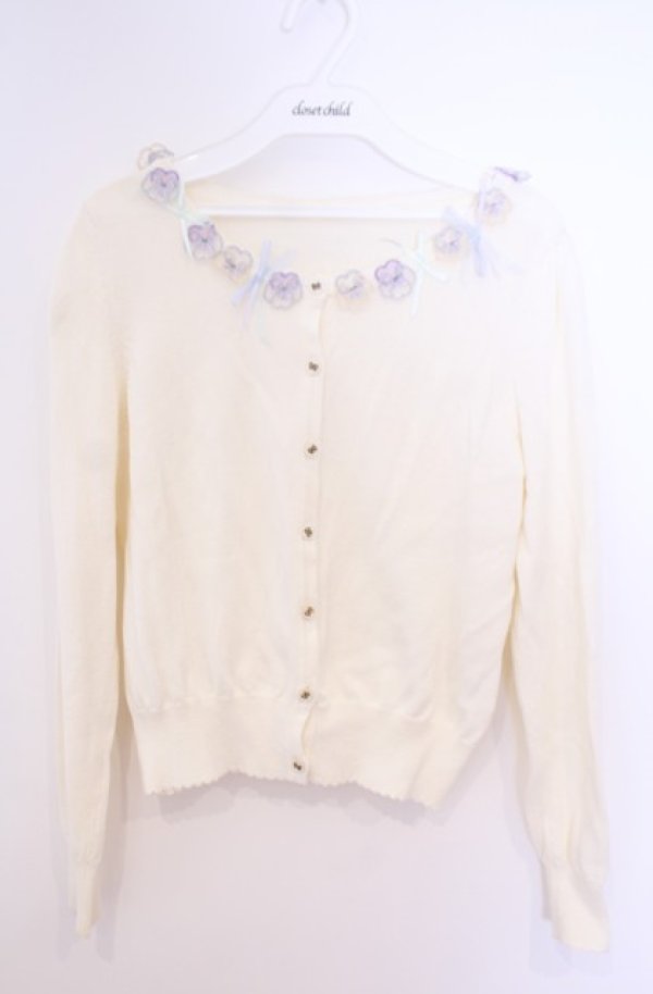 画像1: Secret Honey / パンジーカーディガン  アイボリー O-26-02-04-027-CA-TO-OW-OS (1)