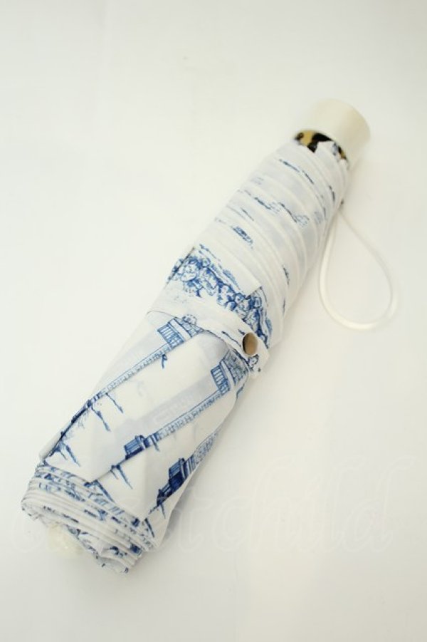 画像3: an another angelus / トワル風マリン柄折りたたみ傘  オフシロ×ブルー O-26-02-05-045-CA-ZA-IG-OS (3)