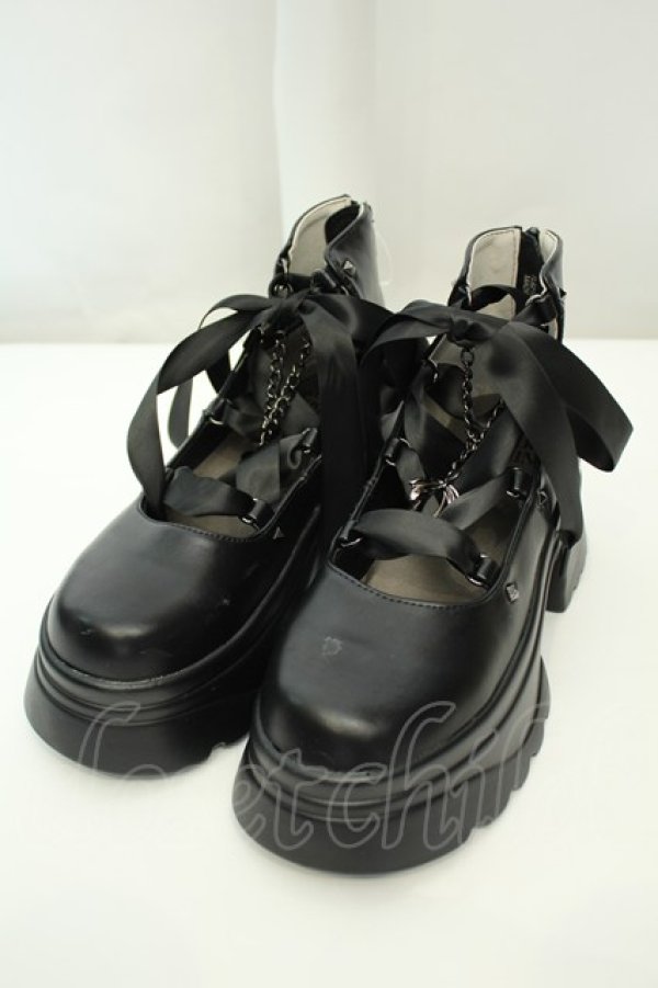 画像1: NIBBLE POISON / レースアップパンプス M クロ O-26-02-05-047-0-SH-OW-OS (1)