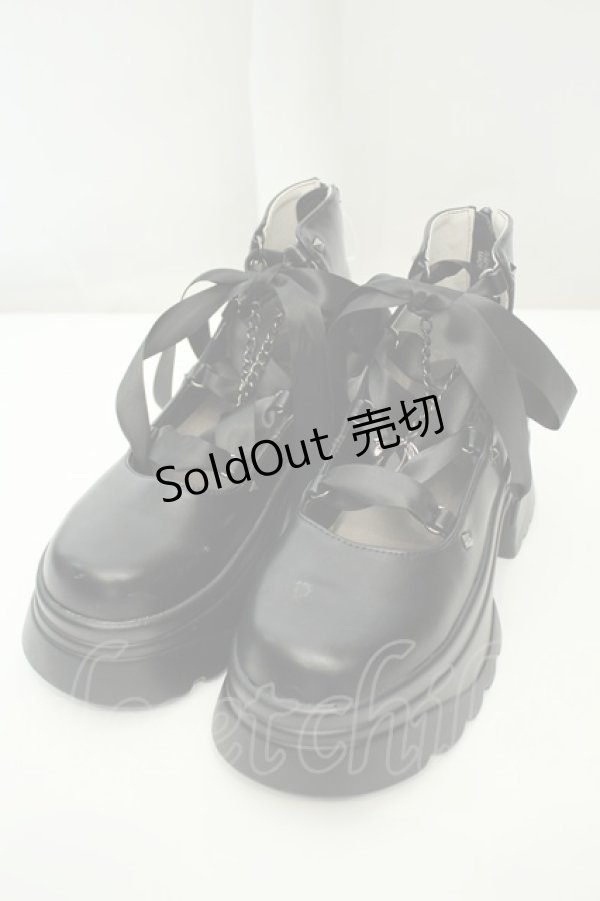 画像1: NIBBLE POISON / レースアップパンプス M クロ O-26-02-05-047-0-SH-OW-ZTK035 (1)