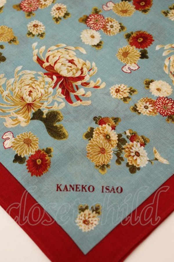 画像2: KANEKO ISAO / ハンカチーフ  菊 ブルー O-26-02-05-029-EL-ZA-IG-OS (2)