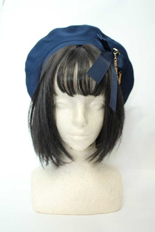 画像3: axes femme / 星モチーフ刺繍ベレー  ネイビー O-26-02-05-034-AX-AC-OW-OS (3)