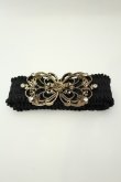 画像1: axes femme / 立体バラ×蝶ゴムベルト  ゴールド×クロ O-26-02-05-036-AX-ZA-IG-OS (1)