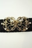 画像3: axes femme / 立体バラ×蝶ゴムベルト  ゴールド×クロ O-26-02-05-036-AX-ZA-IG-OS (3)