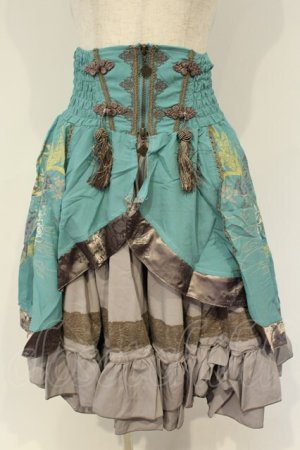 画像: Ozz oneste / オーバーコルセット付きリバーシブルスカート  グリーン×チャコールグレー O-26-02-06-030-OO-SK-OW-OS