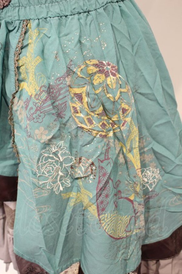 画像3: Ozz oneste / オーバーコルセット付きリバーシブルスカート  グリーン×チャコールグレー O-26-02-06-030-OO-SK-OW-OS (3)