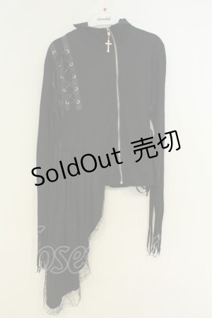 画像: Drug Honey / アシンメトリーZIPカーディガン  ブラック O-26-02-06-032-PU-TO-OW-OS