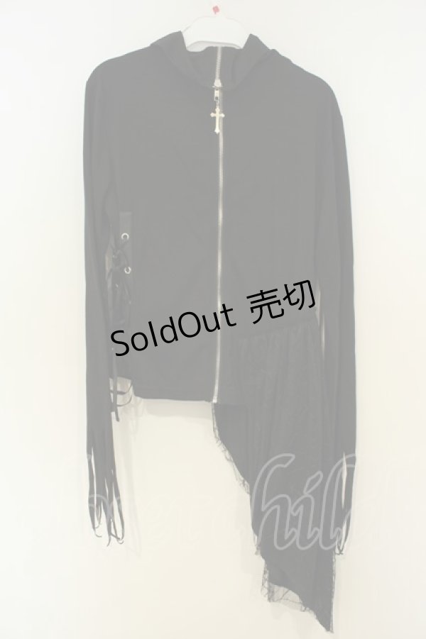 画像4: Drug Honey / アシンメトリーZIPカーディガン  ブラック O-26-02-06-032-PU-TO-OW-OS (4)