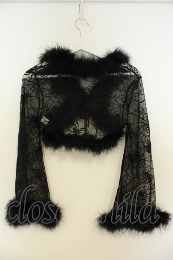 画像3: Qutie Frash / クモメッシュファー付きボレロ  ブラック O-26-02-06-033-QU-TO-OW-OS (3)