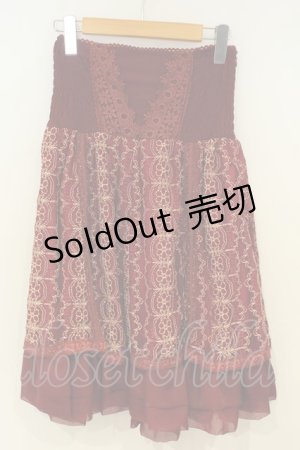 画像: Ozz oneste / 金糸刺繍スカート F ワイン O-26-02-06-034-OO-SK-OW-OS