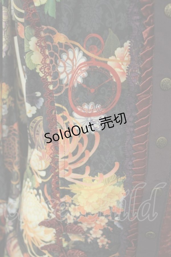 画像2: Ozz oneste / 和チャイナオフショルブラウス  ブラック×ワイン×パープル O-26-02-06-035-OO-BL-OW-OS (2)