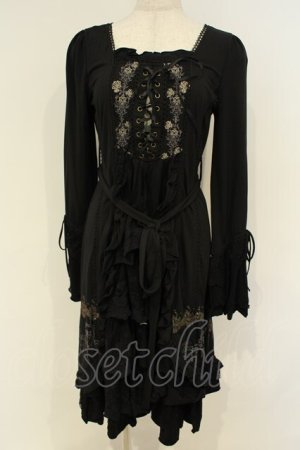 画像: Ozz oneste / 王冠ptレースティアードワンピース  ブラック O-26-02-06-037-OO-OP-OW-OS