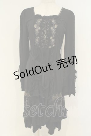 画像: Ozz oneste / 王冠ptレースティアードワンピース  ブラック O-26-02-06-037-OO-OP-OW-OS