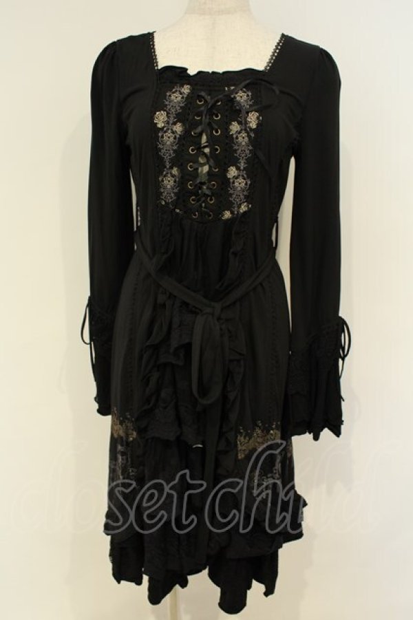 画像1: Ozz oneste / 王冠ptレースティアードワンピース  ブラック O-26-02-06-037-OO-OP-OW-OS (1)