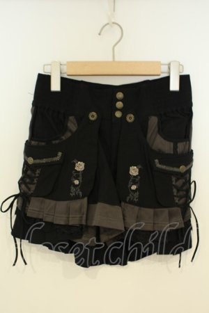 画像: Ozz oneste / ラップ付きショートパンツ  ブラック O-26-02-06-038-OO-PA-OW-OS