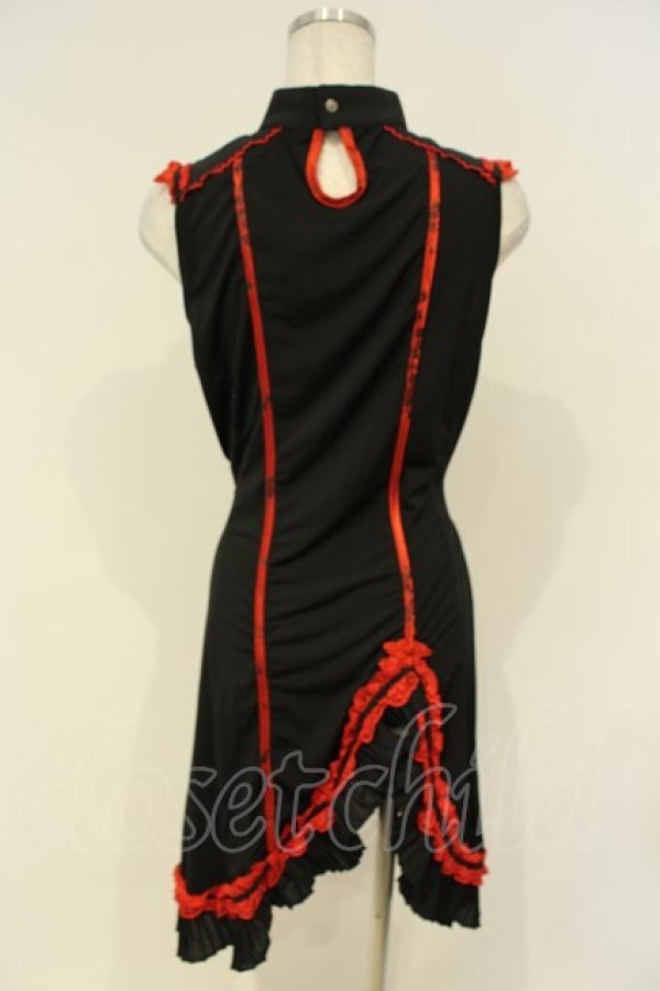 画像4: Ozz oneste / 華刺しゅうチャイナノースリーブワンピース  ブラック×レッド O-26-02-06-042-OO-OP-OW-OS (4)