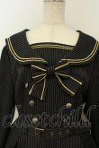画像2: metamorphose / 【プラスサイズ】長袖セーラーリボンワンピース（ストライプ）  クロ O-26-02-06-044-ME-OP-YM-OS (2)
