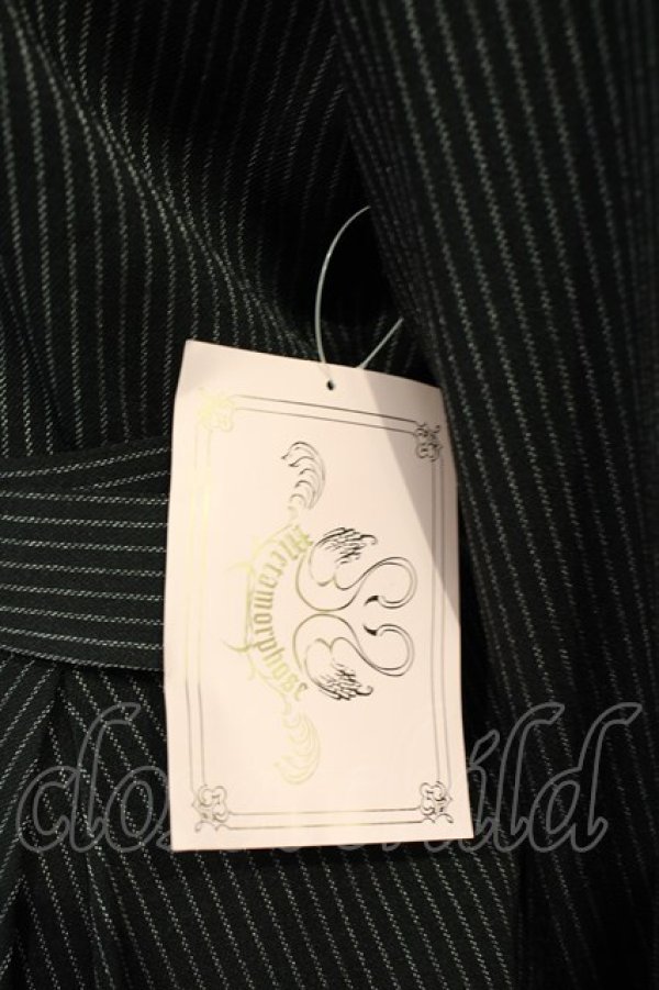 画像3: metamorphose / 【プラスサイズ】長袖セーラーリボンワンピース（ストライプ）  クロ O-26-02-06-044-ME-OP-YM-OS (3)