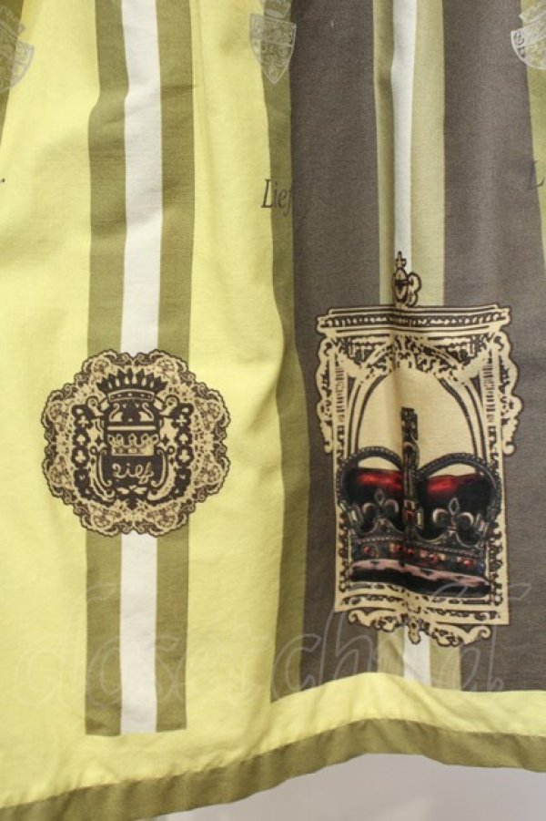 画像2: LIEF / クラウンレジメンタルストライプジャンパースカート  イエロー O-26-02-06-045-LO-OP-IG-OS (2)