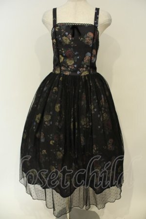 画像: axes femme kawaii / クラシックブーケ柄ジャンスカ  クロ O-26-02-06-047-AX-OP-IG-OS