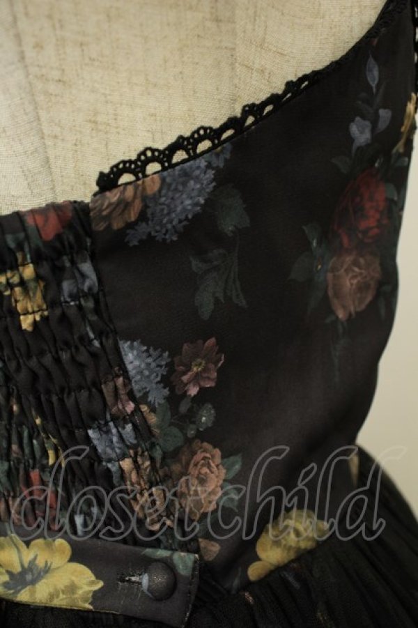 画像2: axes femme kawaii / クラシックブーケ柄ジャンスカ  クロ O-26-02-06-047-AX-OP-IG-OS (2)