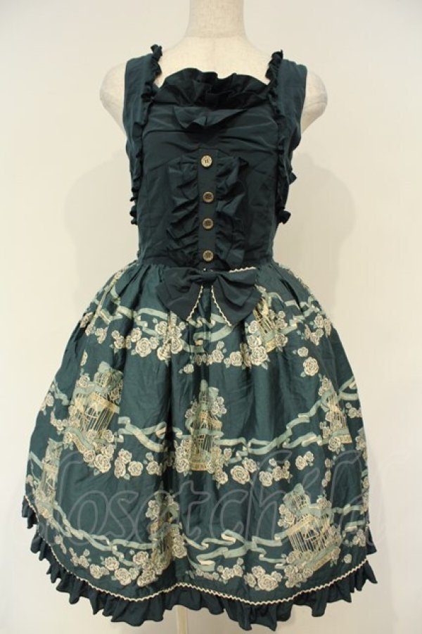 画像1: metamorphose / Rose cageバッスルジャンパースカート  グリーン O-26-02-06-051-ME-OP-OW-OS (1)