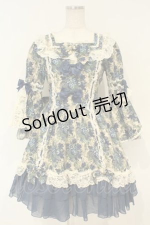 画像: metamorphose / ゴブランブーケバッスルワンピース  ブルー系 O-26-02-06-054-ME-OP-OW-OS