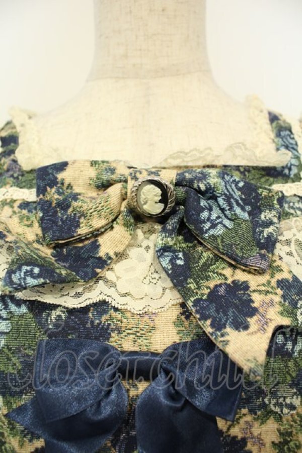 画像2: metamorphose / ゴブランブーケバッスルワンピース  ブルー系 O-26-02-06-054-ME-OP-OW-OS (2)