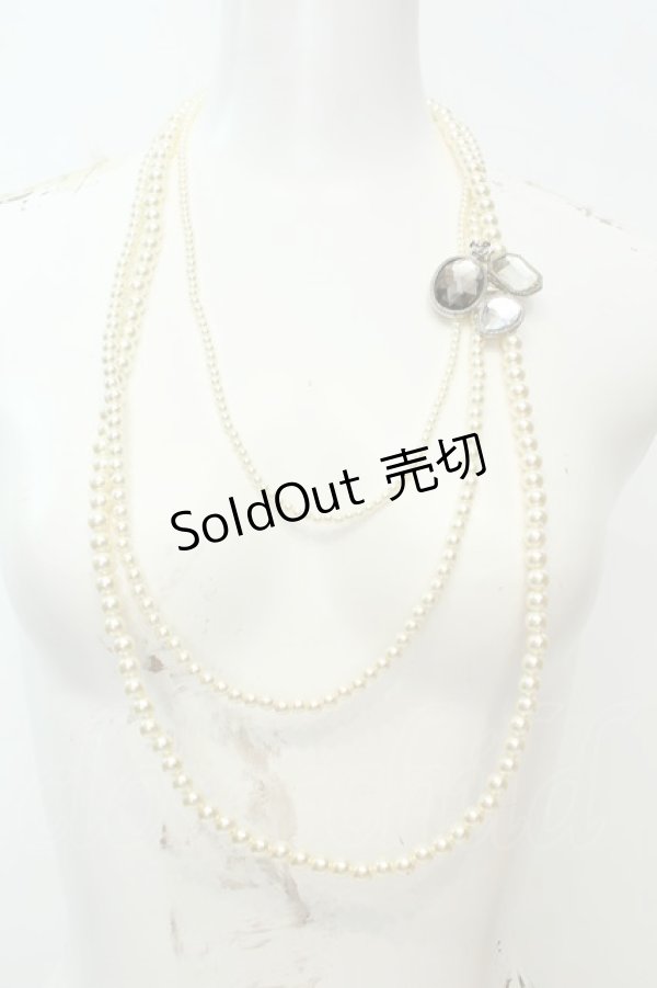 画像1: axes femme / ストーンモチーフ付きパールネックレス  シロ O-26-02-06-1001-AX-AC-OW-OS (1)