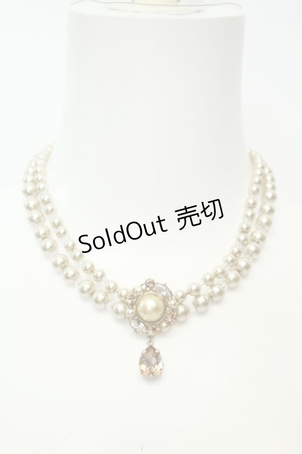 画像1: axes femme / ドロップストーン使いパールチョーカー  ゴールド O-26-02-06-1006-AX-AC-OW-OS (1)