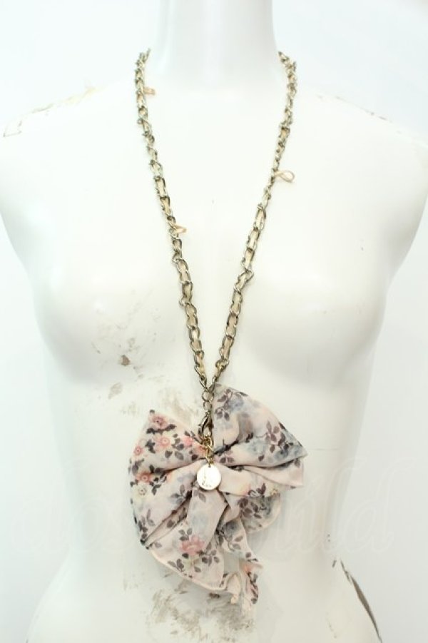画像1: axes femme / シフォンリボンモチーフネックレス  ピンク O-26-02-06-1054-AX-AC-OW-OS (1)
