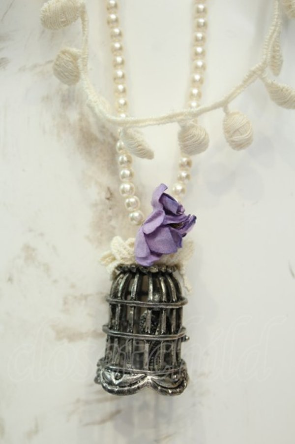 画像1: axes femme / 鳥かごパールネックレス  シルバー O-26-02-06-1057-AX-AC-OW-OS (1)